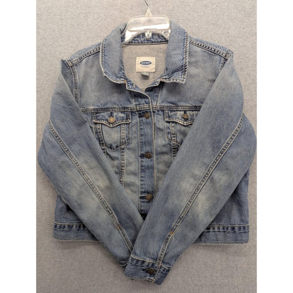 Old Navy Jacket Womens XL Blue Light Wash Denim Jean Button Front Trucker